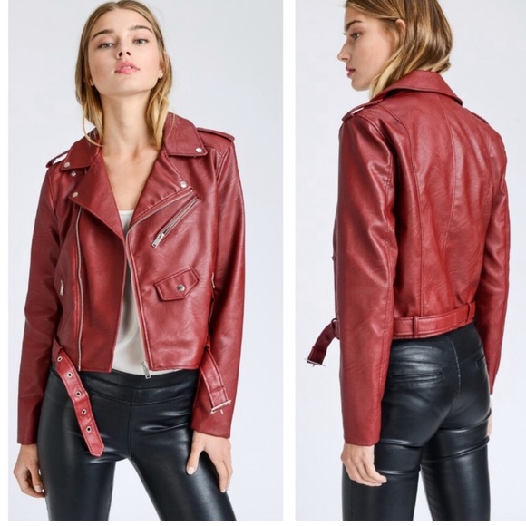 Burgundy (Wine) Vegan Leather Jacket - Picture 2 of 3